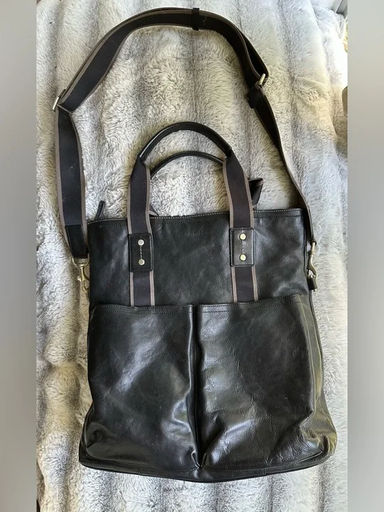 Coach F70558 Black Heritage Web Foldover Leather Messenger Bag - Picture 3 of 10